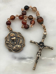 First Communion Single Decade Rosary - Sardonyx and Bronze - Spanish Tenner CeCeAgnes