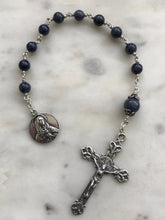 Load image into Gallery viewer, Sterling Silver Sapphire Pocket Rosary - Our Lady of Sorrows
