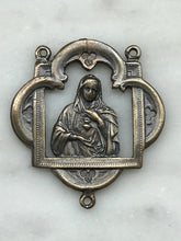 Load image into Gallery viewer, Immaculate Heart Rosary Centerpiece: 1096 Bronze or Sterling Silver, Antique Reproduction
