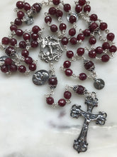 Load image into Gallery viewer, Brilliant Ruby Gemstone Rosary - Saint Michael and Virgin Mary - Sterling Silver
