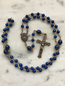 Blue Lapis Rosary - Bronze - OL of Fatima- Lapis Gemstones