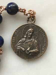 Sacred Heart Rosary - Lapis and Bronze - One Decade Rosary - Pocket Rosary CeCeAgnes