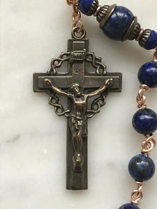 Sacred Heart Rosary - Lapis and Bronze - One Decade Rosary - Pocket Rosary CeCeAgnes