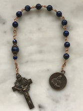 Load image into Gallery viewer, Sacred Heart Rosary - Lapis and Bronze - One Decade Rosary - Pocket Rosary CeCeAgnes
