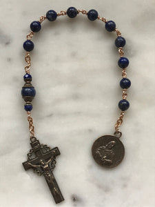 Sacred Heart Rosary - Lapis and Bronze - One Decade Rosary - Pocket Rosary CeCeAgnes