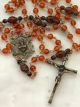 Load image into Gallery viewer, Carnelian and Bronze Rosary - Sacred Heart - Spanish Crucifix CeCeAgnes
