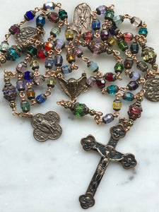 Holy Angels Crystal Bronze Rosary - Stained Glass Window Rosary CeCeAgnes