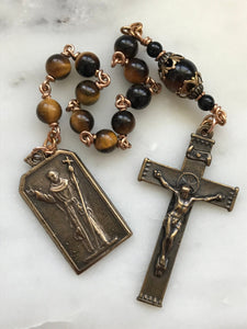 Saint Junipero Serra Rosary - Tiger eye and Bronze CeCeAgnes