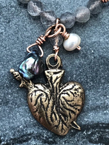 Immaculate Heart Necklace - Solid  Bronze