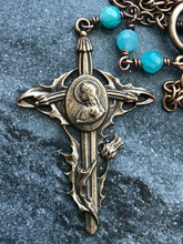 Load image into Gallery viewer, Joan of Arc Necklace - Solid  Bronze - Three Hail Mary - Amazonite
