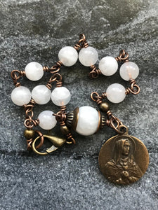 OL of Sorrows Bronze Rosary Bracelet - Moonstone Gemstones