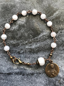 OL of Sorrows Bronze Rosary Bracelet - Moonstone Gemstones