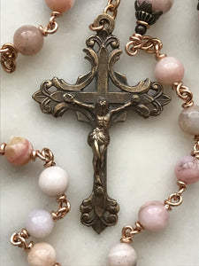 Holy Spirit Heirloom Rosary - Opals and Bronze CeCeAgnes