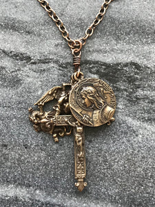 Joan of Arc Necklace - Solid  Bronze - Saint Michael