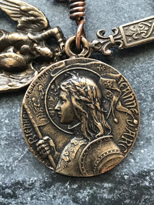 Joan of Arc Necklace - Solid  Bronze - Saint Michael