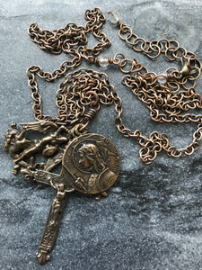 Joan of Arc Necklace - Solid  Bronze - Saint Michael