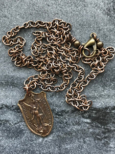 Saint Michael Solid Bronze Necklace