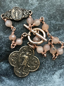 Sunstone Saint Raphael Chaplet Bracelet - Solid Bronze