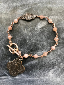 Sunstone Saint Raphael Chaplet Bracelet - Solid Bronze