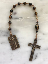 Load image into Gallery viewer, Saint Junipero Serra Rosary - Tiger eye and Bronze CeCeAgnes
