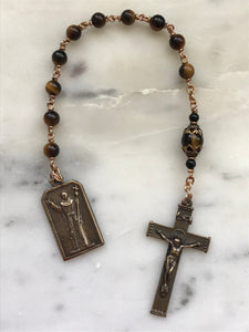 Saint Junipero Serra Rosary - Tiger eye and Bronze CeCeAgnes