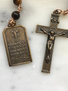 Saint Junipero Serra Rosary - Tiger eye and Bronze CeCeAgnes