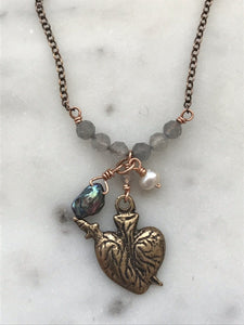 Immaculate Heart Necklace - Solid  Bronze