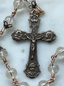 Guardian Angel Chaplet - Citrine and Bronze - Holy Family Crucifix