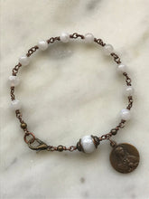 Load image into Gallery viewer, OL of Sorrows Bronze Rosary Bracelet - Moonstone Gemstones
