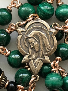 Malachite Rosary - Bronze - Wire-Wrapped Heirloom Rosary CeCeAgnes