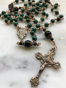 Malachite Rosary - Bronze - Wire-Wrapped Heirloom Rosary CeCeAgnes