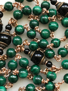 Malachite Rosary - Bronze - Wire-Wrapped Heirloom Rosary CeCeAgnes