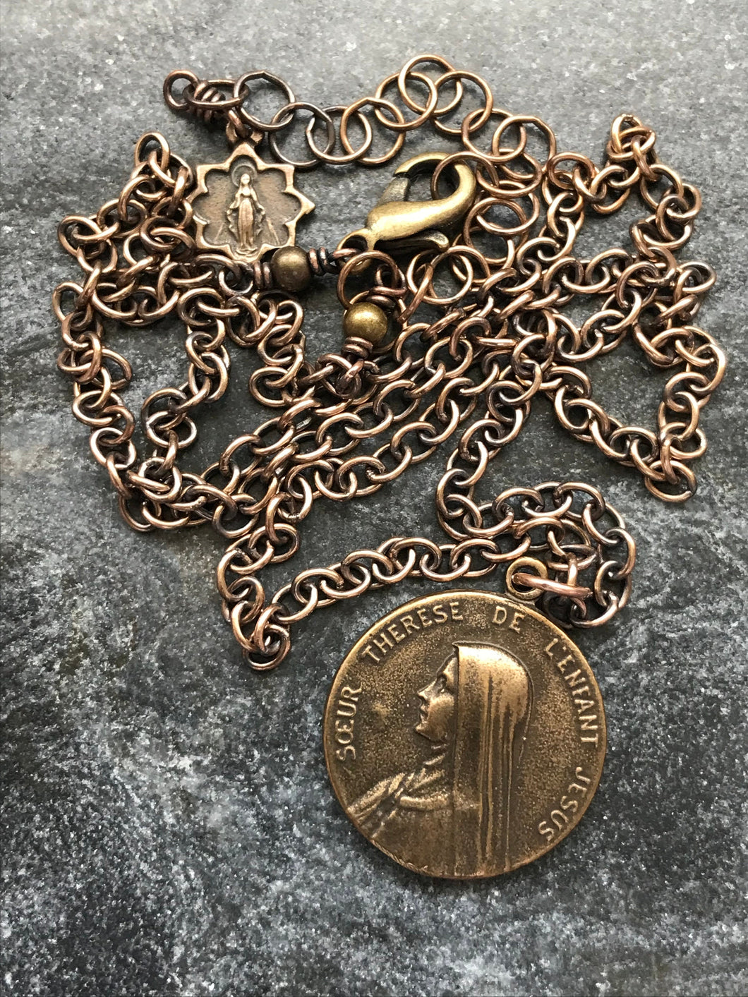 Saint Therese of Liseux Solid Bronze Necklace