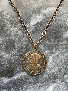 Saint Benedict Solid Bronze Necklace