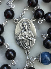 Load image into Gallery viewer, Beautiful Garnet and Sterling Silver Rosary - Marian Blue and Blood Red CeCeAgnes
