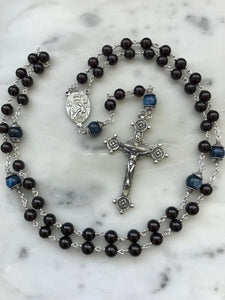 Beautiful Garnet and Sterling Silver Rosary - Marian Blue and Blood Red CeCeAgnes