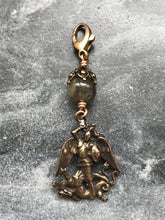 Load image into Gallery viewer, Bag Charm  Saint Michael Zipper Pull - Bronze and Labradorite
