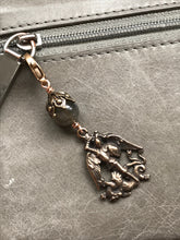 Load image into Gallery viewer, Bag Charm  Saint Michael Zipper Pull - Bronze and Labradorite
