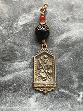 Load image into Gallery viewer, Bag Charm Saint Christopher Zipper Pull - Bronze and Onyx
