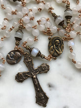 Load image into Gallery viewer, White Moonstone and Bronze Rosary - Antique French Reproduction Medals CeCeAgnes
