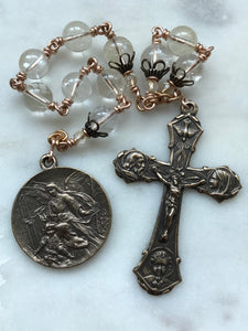 Guardian Angel Chaplet - Citrine and Bronze - Holy Family Crucifix