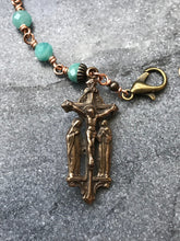 Load image into Gallery viewer, Amazonite Saint Raphael Chaplet Bracelet - Solid Bronze
