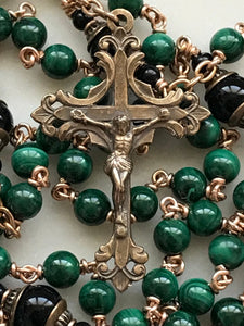 Malachite Rosary - Bronze - Wire-Wrapped Heirloom Rosary CeCeAgnes