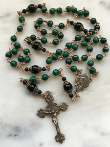 Malachite Rosary - Bronze - Wire-Wrapped Heirloom Rosary CeCeAgnes