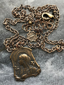 Beautiful Virgin Mary Solid Bronze Necklace