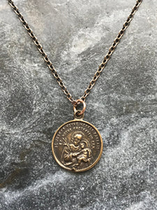 Saint Joseph Solid Bronze Necklace