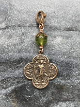 Load image into Gallery viewer, Bag Charm  Saint Raphael Zipper Pull - Bronze and Peridot
