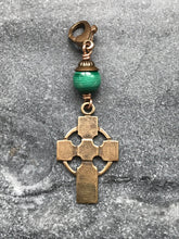 Load image into Gallery viewer, Bag Charm  Celtic Cross Zipper Pull - Bronze and Malachite
