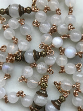 Load image into Gallery viewer, White Moonstone and Bronze Rosary - Antique French Reproduction Medals CeCeAgnes
