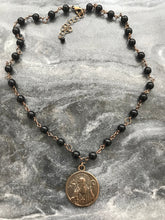 Load image into Gallery viewer, Saint Benedict Rosary Necklace - Onyx and Bronze
